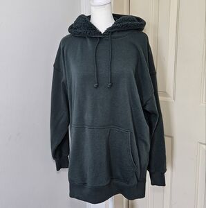 American Eagle Dark Green Hoodie with Fleece Lined Hood Jegging Fit XS